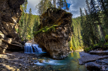 Картинка природа водопады водопад река скалы лес