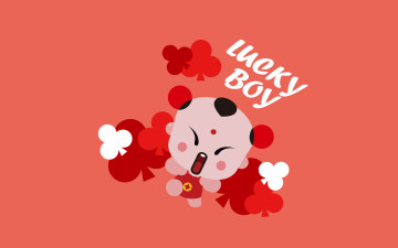 Картинка lucky+boy векторная+графика мультфильмы фон