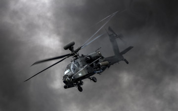 Картинка ah-64d+apache+`longbow`+ah1 авиация вертолёты тучи вертолет полет ударный