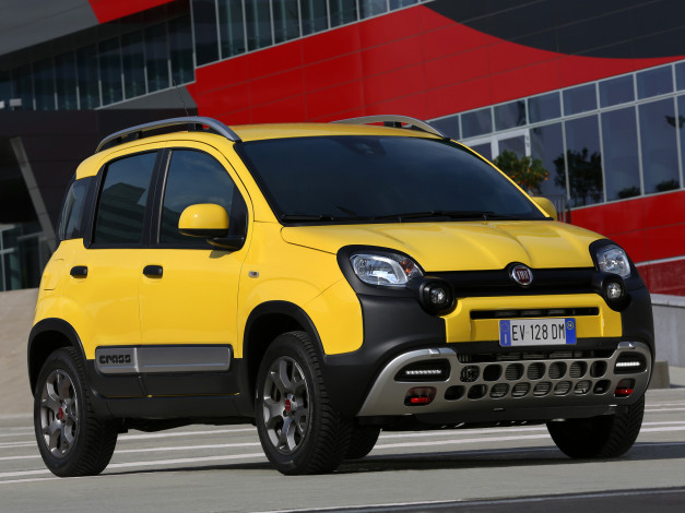 Обои картинки фото автомобили, fiat, желтый, 2014г, 319, cross, panda