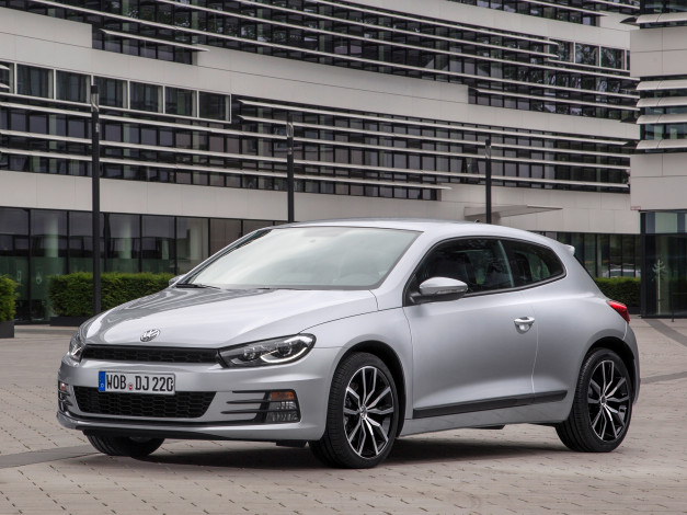 Обои картинки фото автомобили, volkswagen, scirocco, серый, 2014г