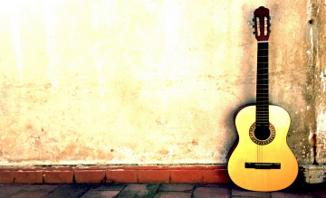 обоя музыка, -музыкальные инструменты, стена, гитара