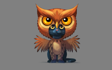 Картинка рисованное минимализм owl cat сова совакот кот