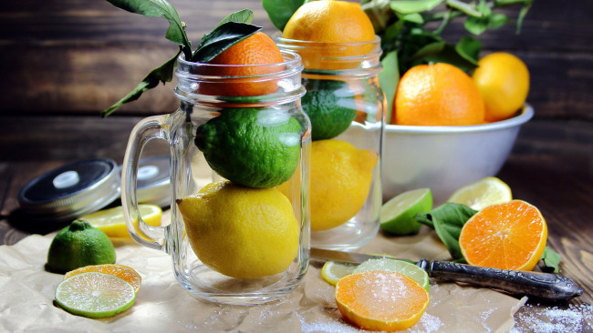 Обои картинки фото еда, цитрусы, апельсин, мандарин, лимон, лайм