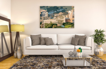 Картинка 3д+графика реализм+ realism ваза картина модерн интерьер диван гостиная столик подушки декор дизайн
