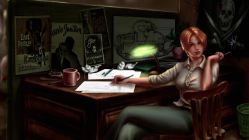 Картинка рисованное люди девушка фон взгляд сигарета стол лампа