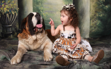 Картинка разное дети девочка собака