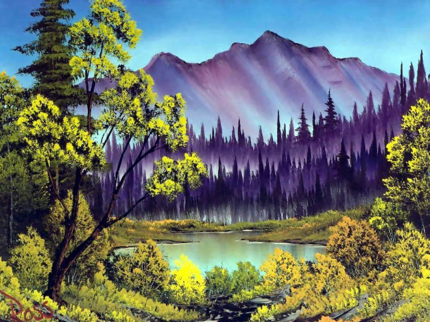 Обои картинки фото bob, ross, рисованные