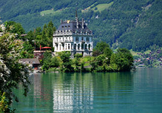 Картинка швейцария iseltwald lake brienz города пейзажи