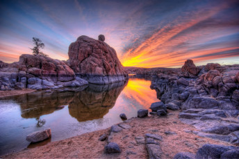 Картинка reflection природа восходы закаты отражение река камни