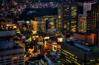 Картинка tokyo города токио Япония ночь огни