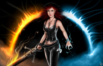 Картинка фэнтези девушки воительница меч