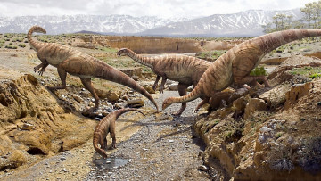 Картинка 3д графика animals животные русло динозавры ручей