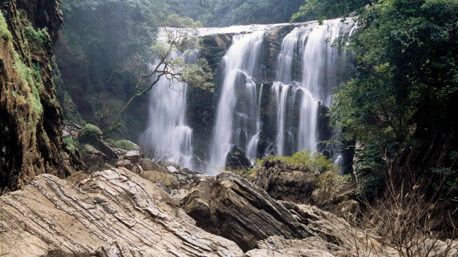 Обои картинки фото природа, водопады, скалы, река, водопад