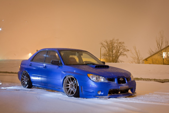 Обои картинки фото автомобили, subaru, машина, impreza, wrx, sti, зима, снег