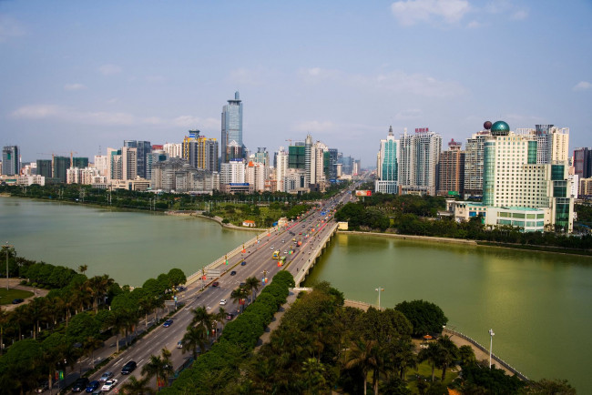 Обои картинки фото города, панорамы, река, дома, мост, nanning, china, наньнин, китай