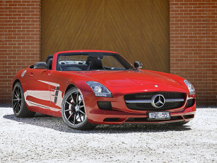 обоя автомобили, mercedes-benz, au-spec, sls, 63, amg, roadster, красный, r197