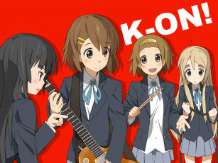 Картинка аниме k-on девушки взгляд фон