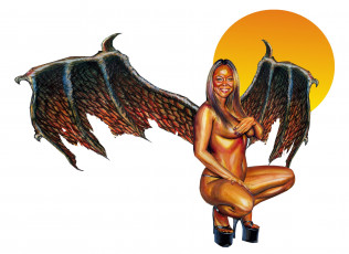 Картинка рисованное комиксы улыбка взгляд фон девушка крылья