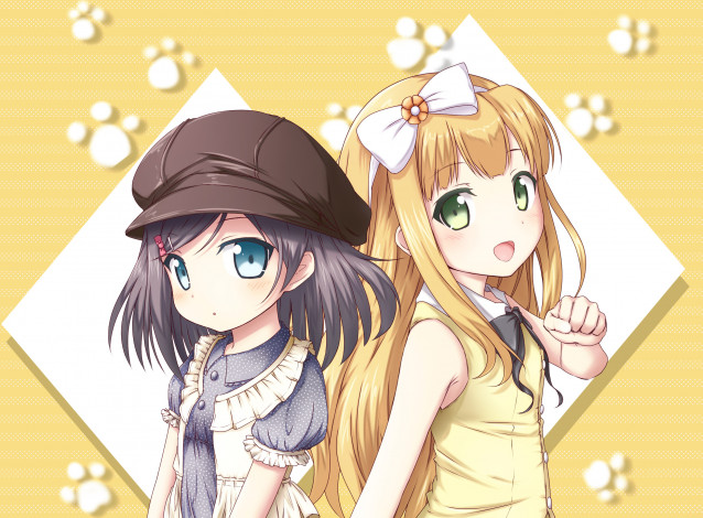 Обои картинки фото аниме, henneko, фон, взгляд, девушки