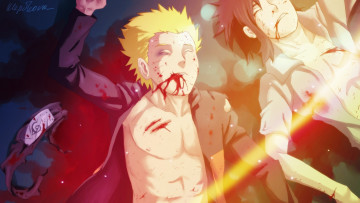Картинка аниме naruto anime uchiha sasuke боль art кровь повязка