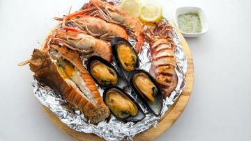 Картинка еда рыба +морепродукты +суши +роллы соус креветки мидии краб