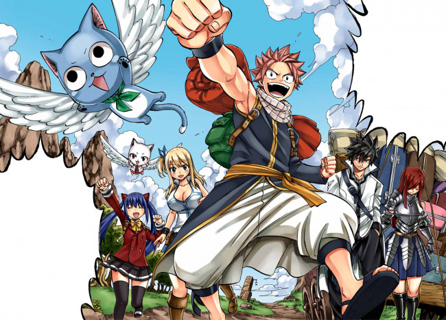 Обои картинки фото аниме, fairy tail, хвост, феи