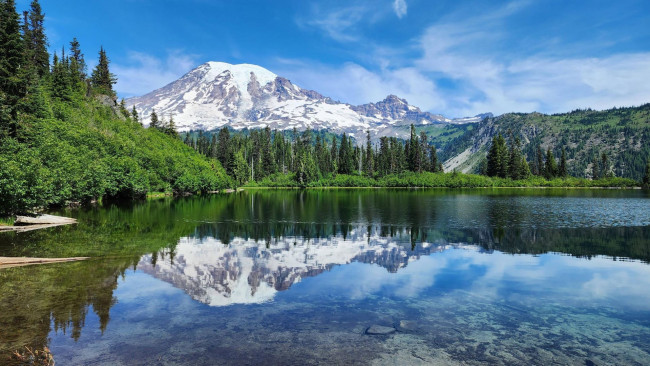 Обои картинки фото bench lake, mt rainier national park, washington, природа, реки, озера, bench, lake, mt, rainier, national, park