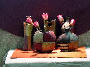 Картинка цветы розы вазы бутоны