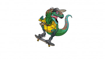Картинка рисованное минимализм скейт кепка динозавр стиль