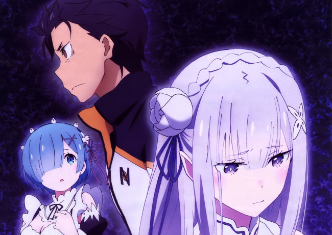 Обои картинки фото аниме, re,  zero kara hajimeru isekai seikatsu, рам, эмилия, субару