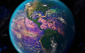 Картинка космос земля океанические течения материк южная америка северная планета спутниковая графика