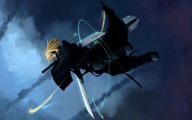 Обои картинки фото аниме, final fantasy, cloud, меч, оружие, воин