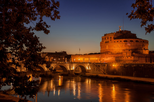 Обои картинки фото angel bridge rome, города, рим,  ватикан , италия, простор