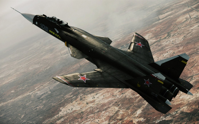 Обои картинки фото су-47 беркут, авиация, боевые самолёты, истребитель, небо, су47, беркут, военная