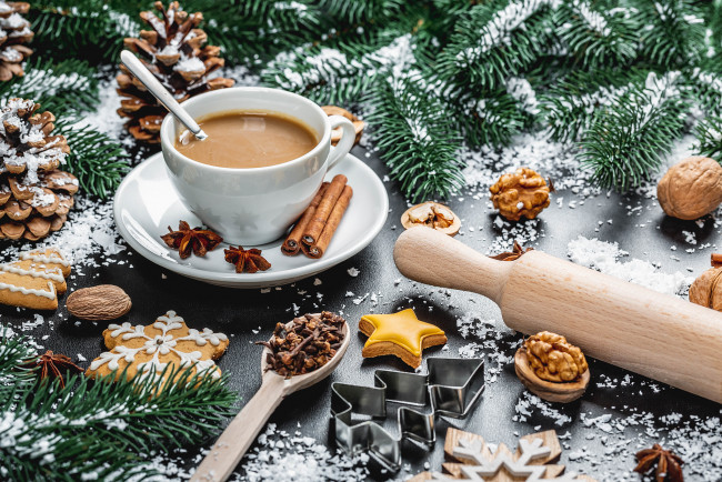 Обои картинки фото еда, кофе,  кофейные зёрна, снедь