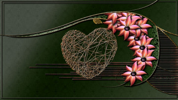 Картинка 3д графика flowers цветы узор тёмный фон фрактал