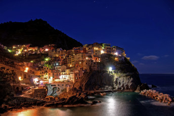 Картинка города амальфийское лигурийское побережье италия ночь огни дома