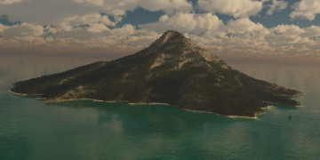 Картинка 3д графика nature landscape природа остров гора море пейзаж пальмы небо