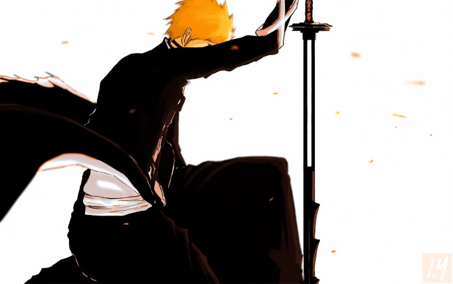 Обои картинки фото аниме, bleach, банкай, шинигами, bankai, меч, shinigami, kurosaki, ichigo