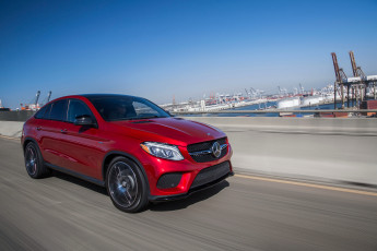 обоя автомобили, mercedes-benz, 2016г, coupе, 4matic, us-spec, красный, amg, gle, 450