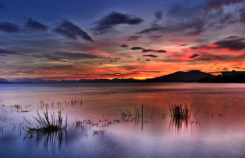 Картинка природа восходы закаты озеро вечер закат