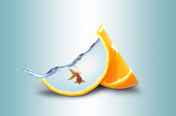 Картинка разное компьютерный+дизайн вода апельсин золотая рыбка