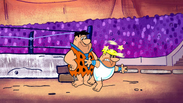 обоя мультфильмы, the flintstones, мужчина, двое, головокружение