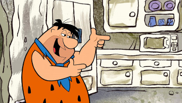 обоя мультфильмы, the flintstones, мужчина, галстук, мебель, эмоции