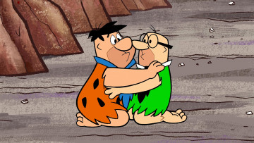 обоя мультфильмы, the flintstones, объятия, двое, мужчина