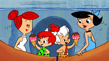 Картинка мультфильмы the+flintstones женщина дети мороженое девочка