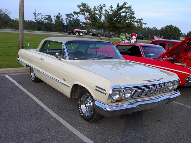Обои картинки фото 1963, chevrolet, impala, hardtop, classic, автомобили, выставки, уличные, фото