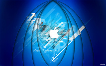 Картинка компьютеры apple логотип яблокофон синий