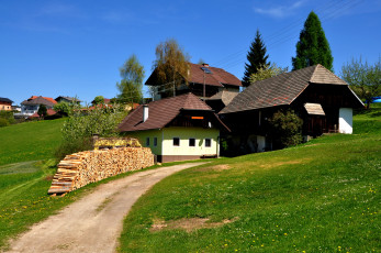Картинка carinthia austria разное сооружения постройки поля дома горы